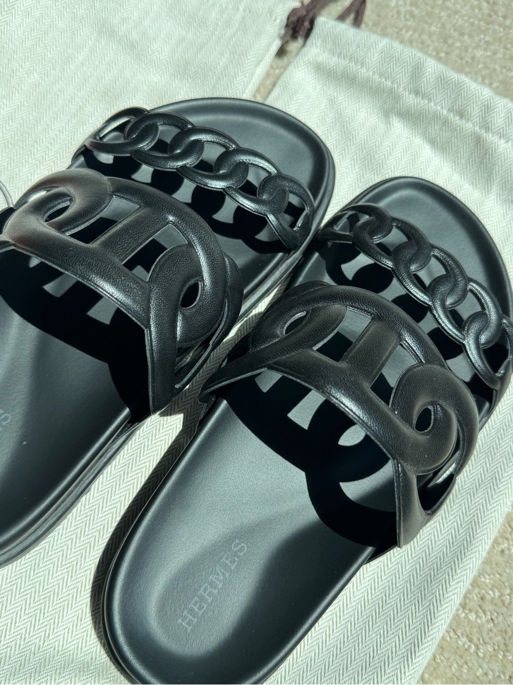 Hermes Black Extra Sandals